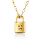 gold lock necklace with initial