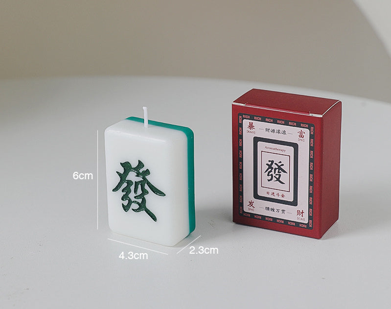 Mahjong Tile Candles, Mah Jongg Red Dragon & Green Dragon - Elm Studio