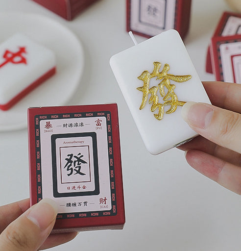 Mahjong Tile Candles, Mah Jongg Red Dragon & Green Dragon - Elm Studio