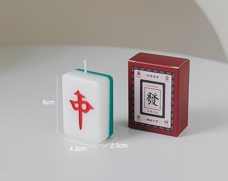 Mahjong Tile Candles, Mah Jongg Red Dragon & Green Dragon - Elm Studio