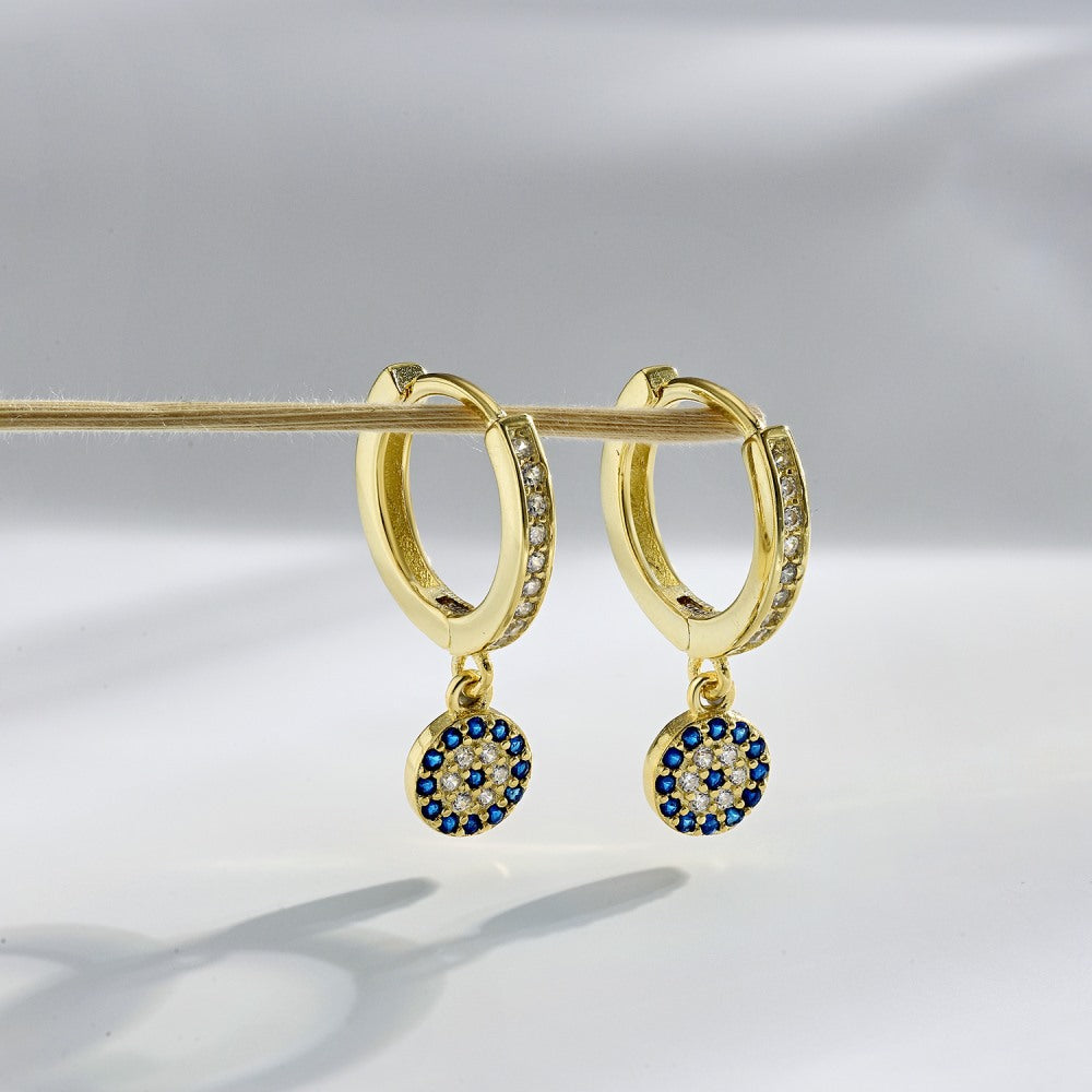 Round Evil Eye Pave Hoop Earrings - Elm Studio