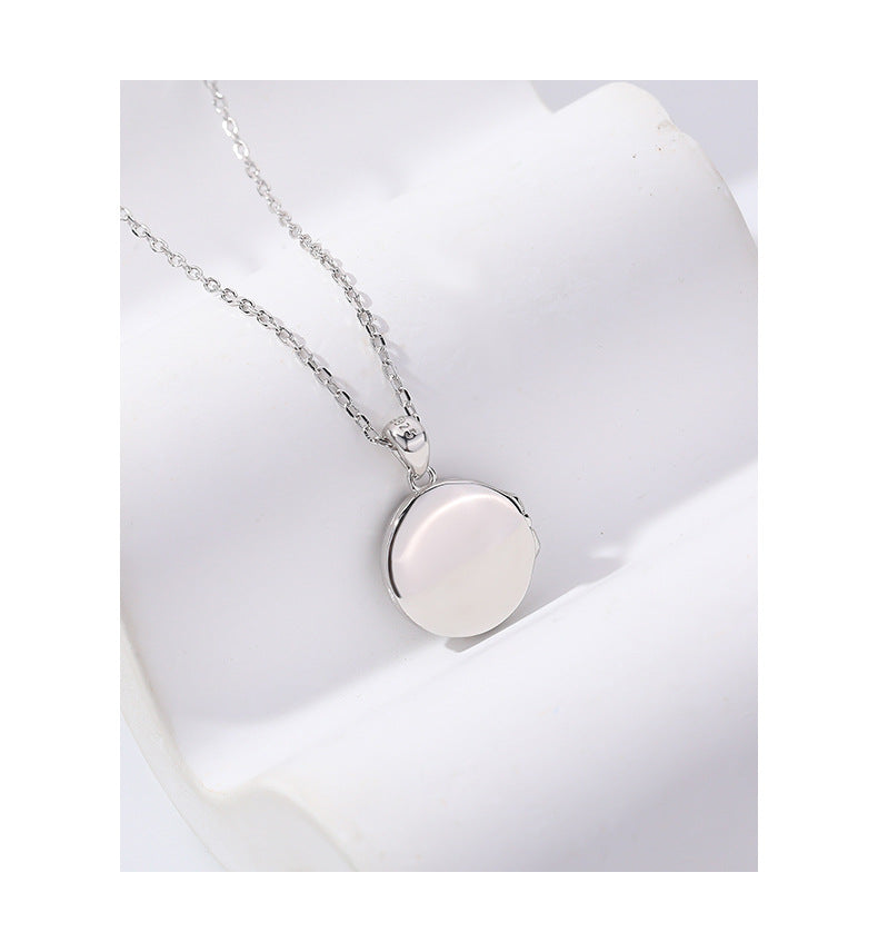 Sterling Silver Opal Round Locket