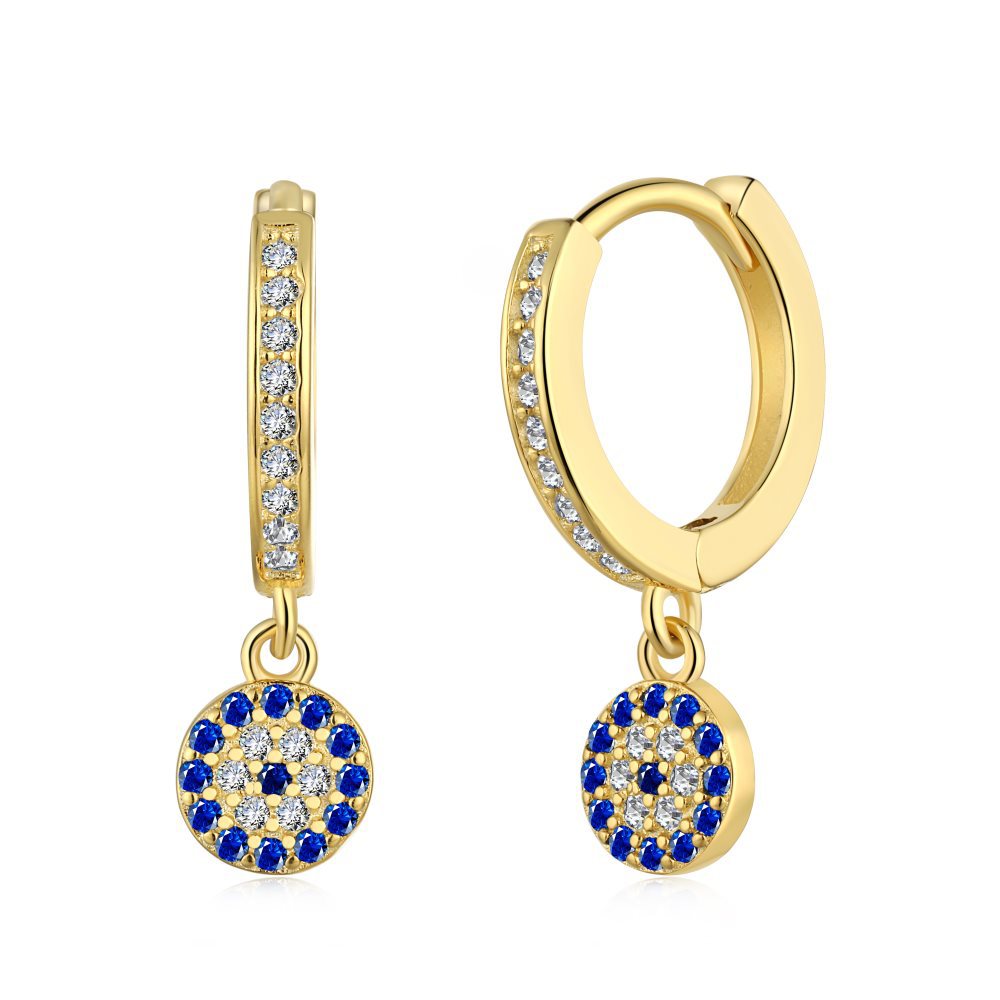 Round Evil Eye Pave Hoop Earrings - Elm Studio