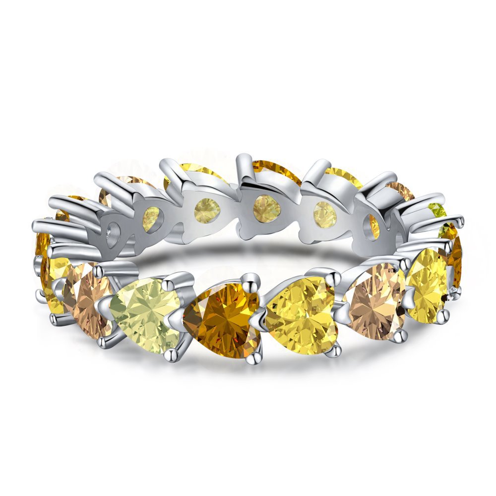 Heart-Shaped CZ Eternity Band Ring - Elm Studio