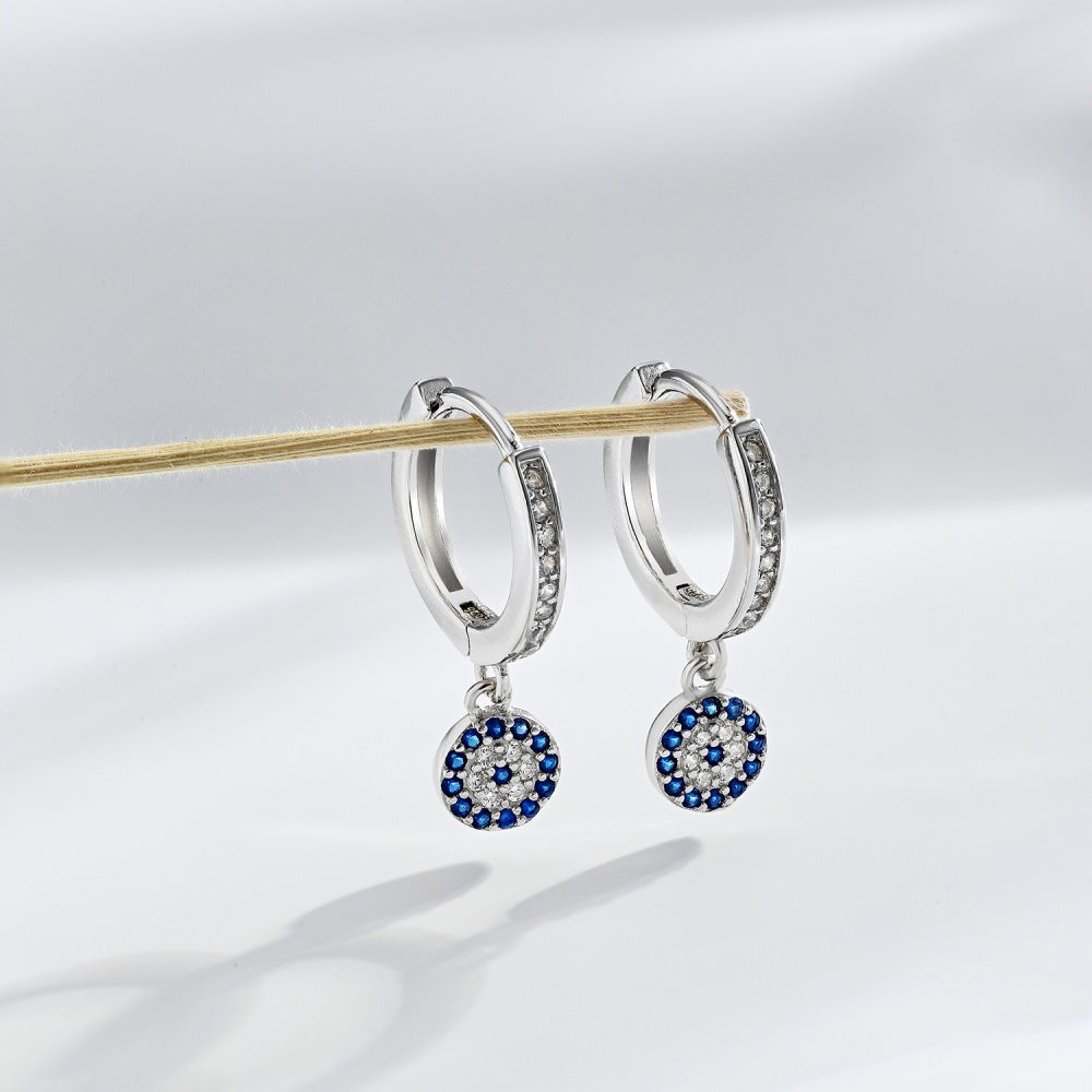 Round Evil Eye Pave Hoop Earrings - Elm Studio