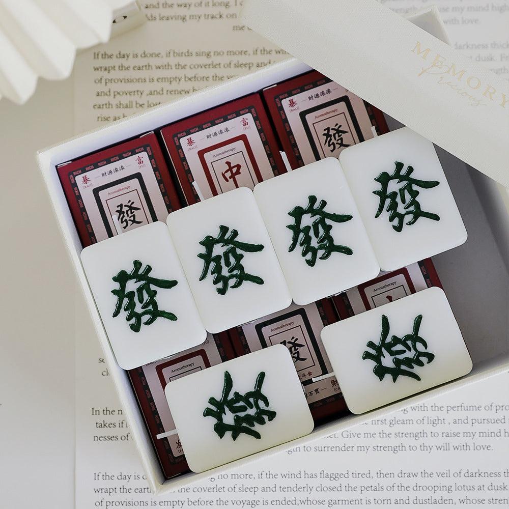 Mahjong Tile Candles, Mah Jongg Red Dragon & Green Dragon - Elm Studio