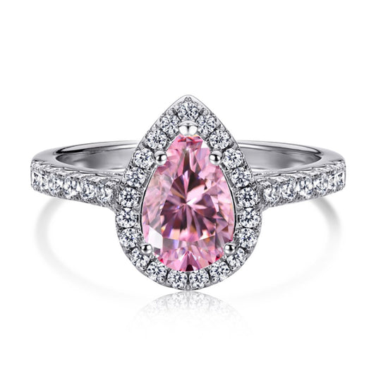 Pear Shaped Pink Diamond Pavé  Engagement Ring - Elm Studio