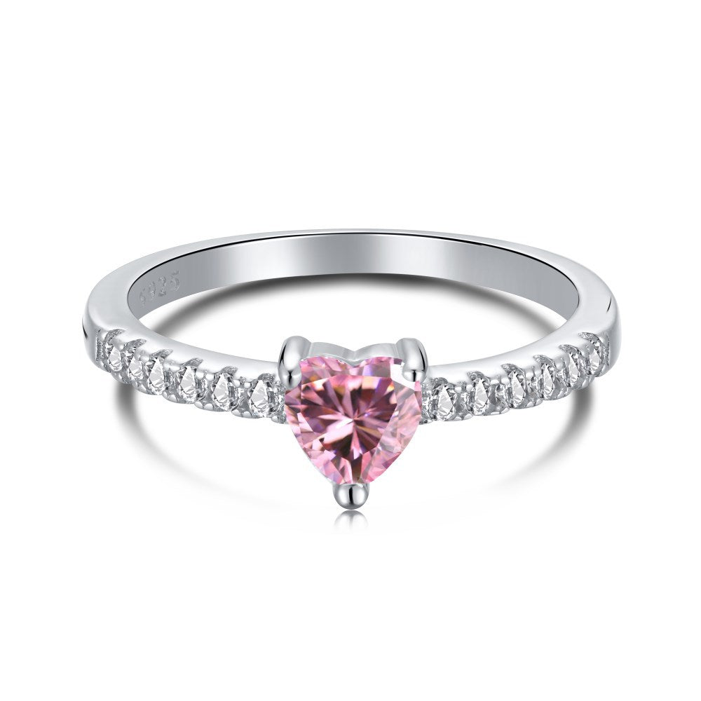 Petite Heart Shape Pink Diamond Pavé Ring - Elm Studio