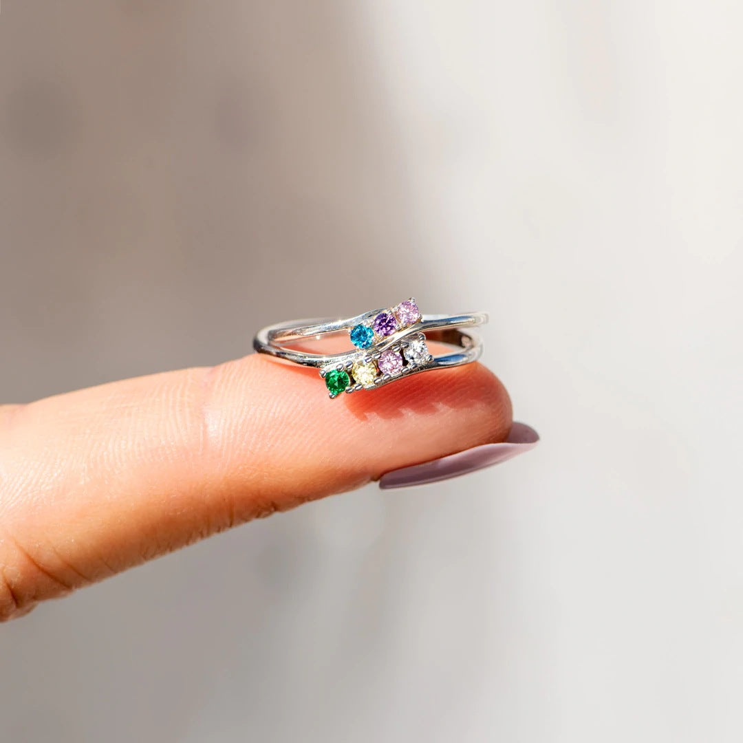 Personalized Birthstone Bypass Ring