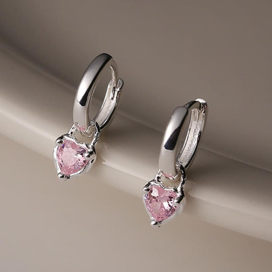 Cupid's Sparkle Heart Drop Earrings