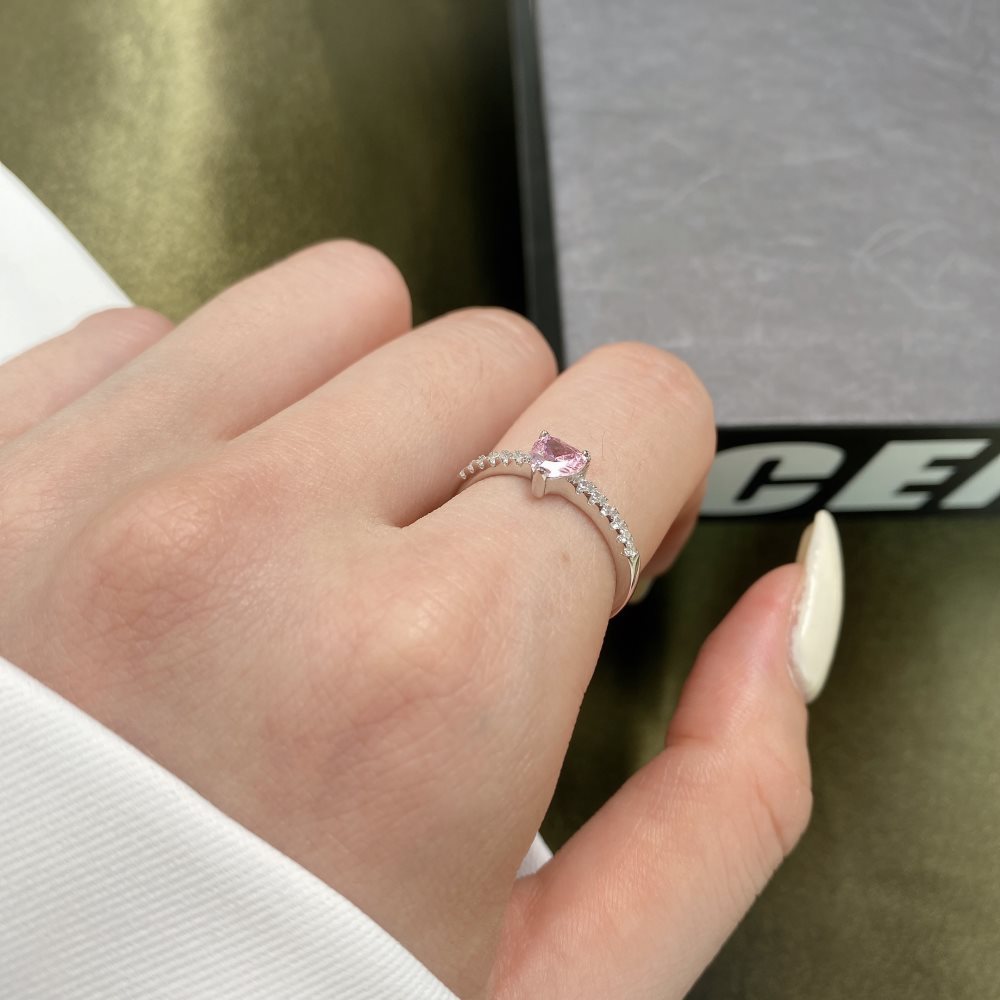 Petite Heart Shape Pink Diamond Pavé Ring - Elm Studio