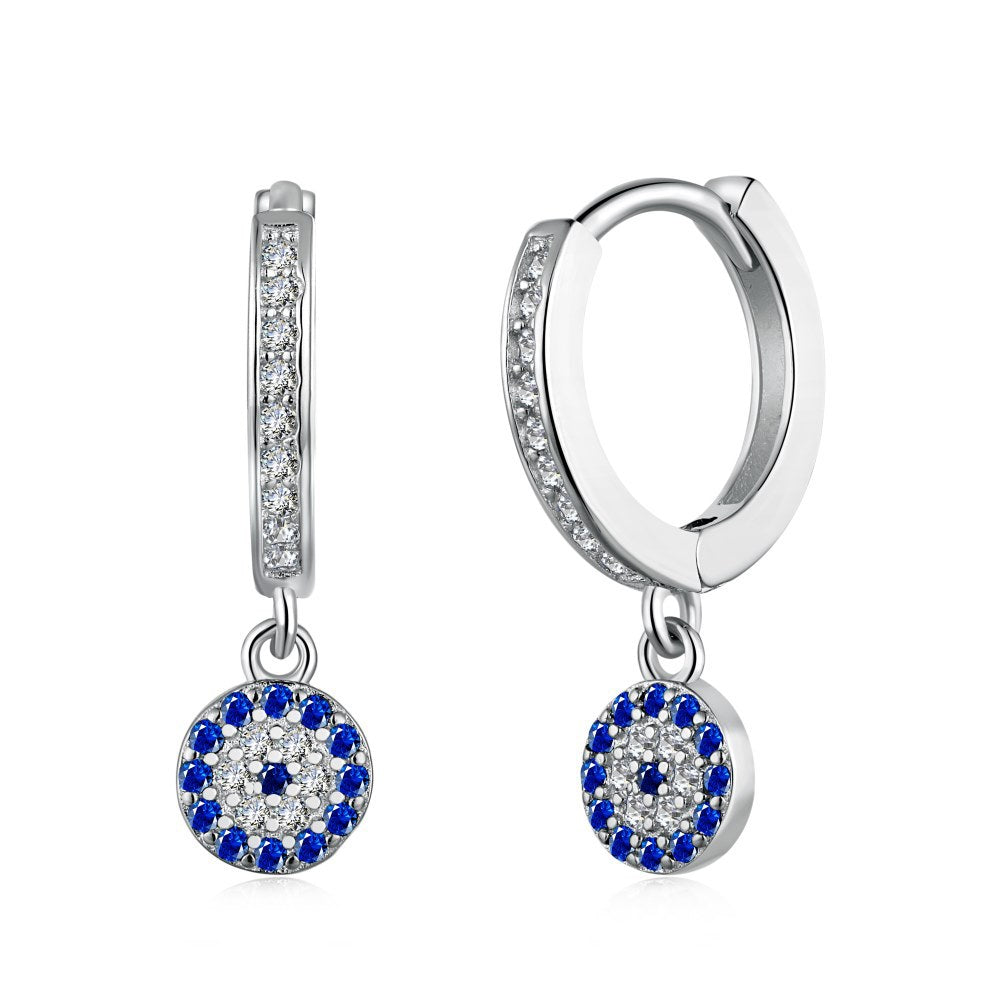 Round Evil Eye Pave Hoop Earrings - Elm Studio