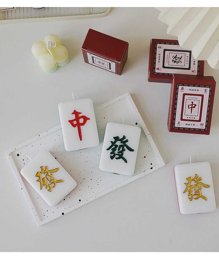 Mahjong Tile Candles, Mah Jongg Red Dragon & Green Dragon - Elm Studio