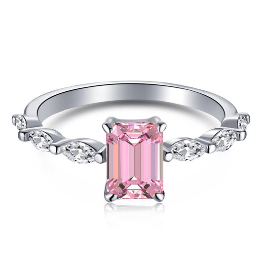 Emerald Cut Pink Diamond Ring - Elm Studio