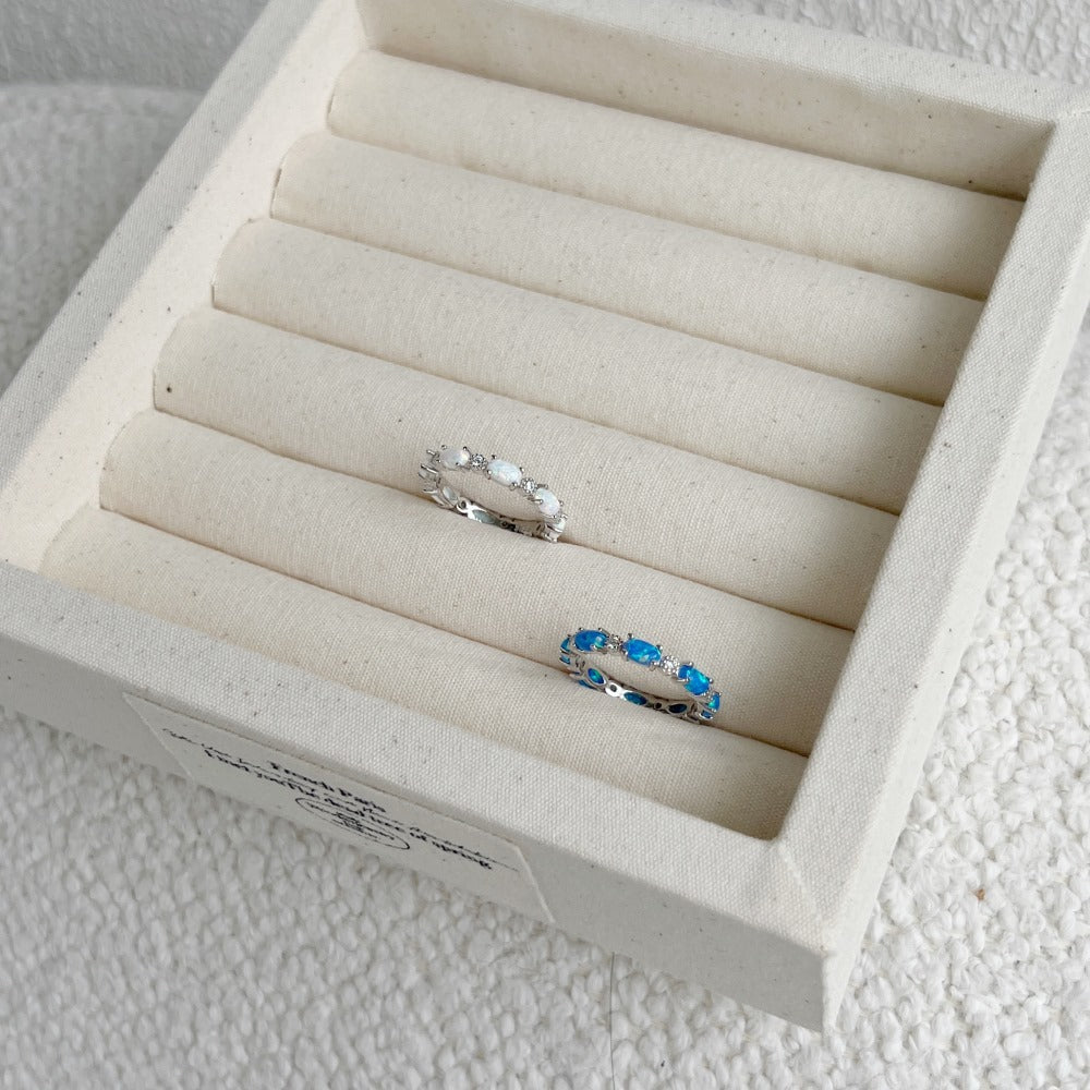 Opal And CZ Eternity Ring Band - Elm Studio