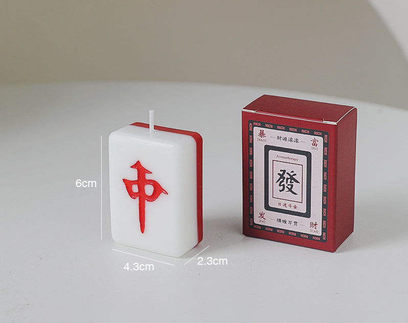 Mahjong Tile Candles, Mah Jongg Red Dragon & Green Dragon - Elm Studio