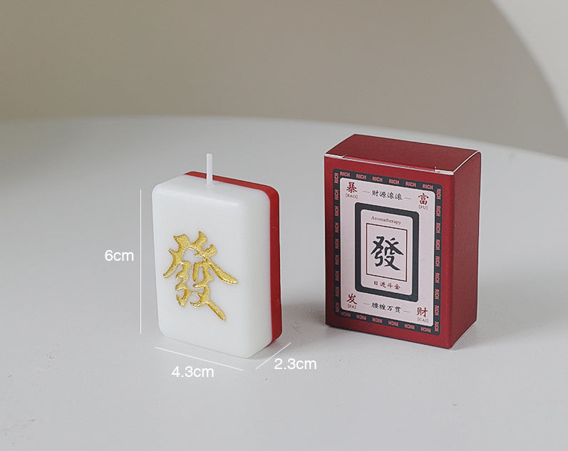 Mahjong Tile Candles, Mah Jongg Red Dragon & Green Dragon - Elm Studio