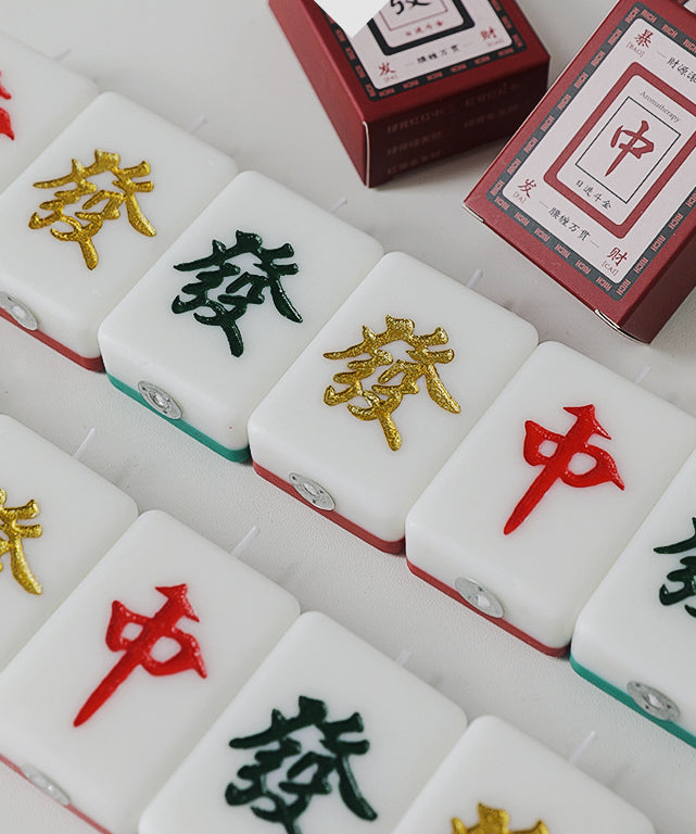 Mahjong Tile Candles, Mah Jongg Red Dragon & Green Dragon - Elm Studio