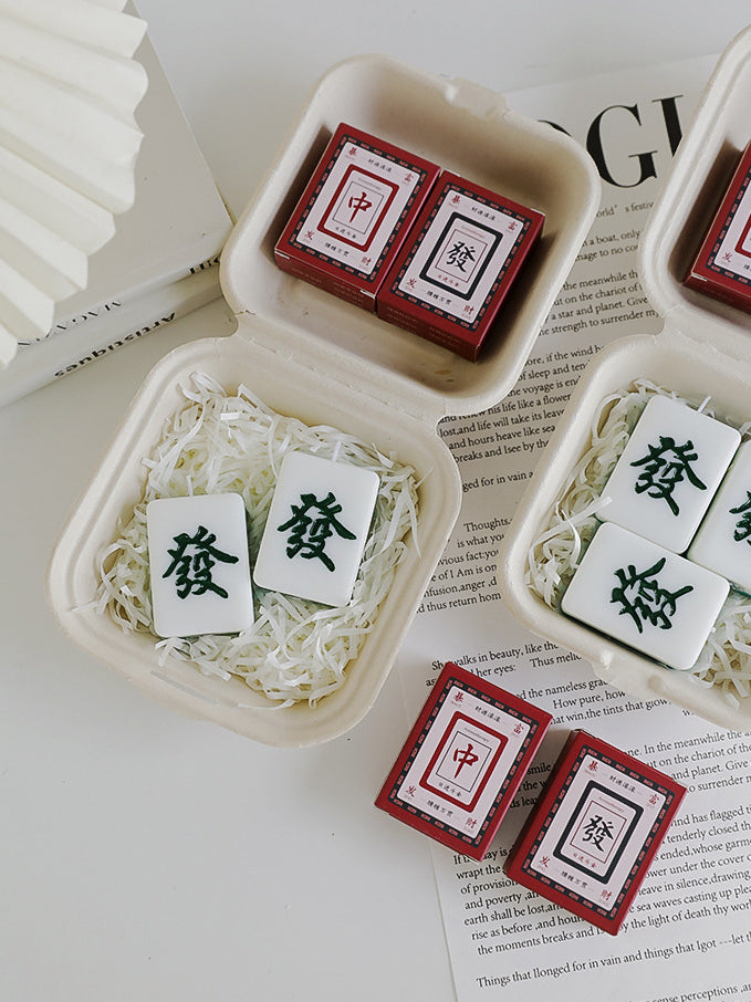 Mahjong Tile Candles, Mah Jongg Red Dragon & Green Dragon - Elm Studio