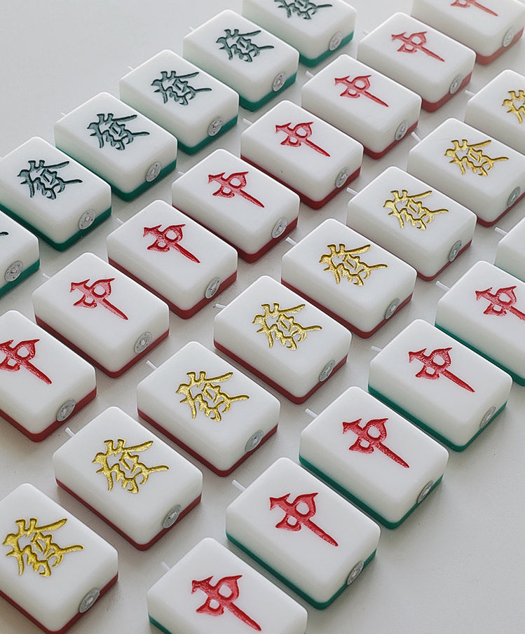 Mahjong Tile Candles, Mah Jongg Red Dragon & Green Dragon - Elm Studio