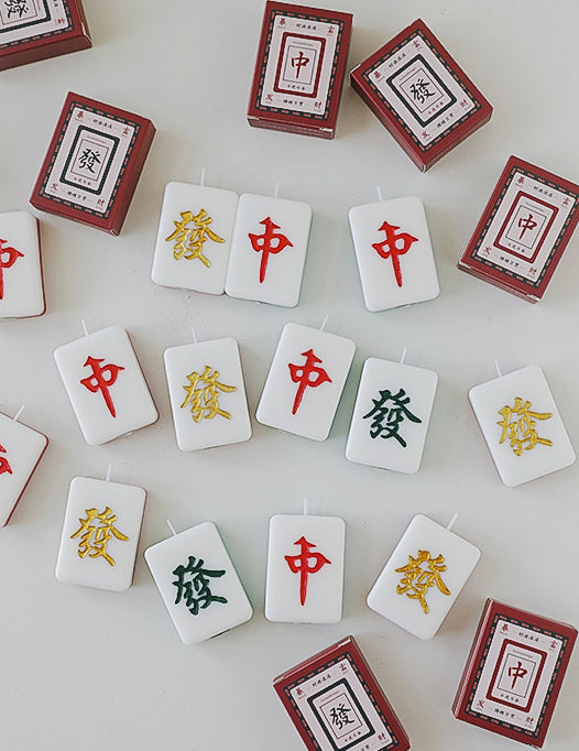 Mahjong Tile Candles, Mah Jongg Red Dragon & Green Dragon - Elm Studio