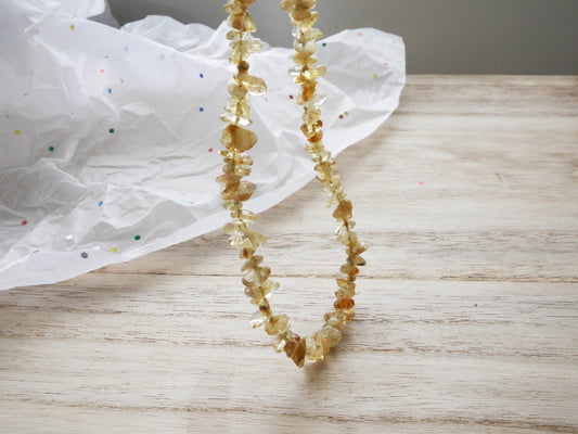 Citrine Necklace, Citrine Choker, Citrine Jewelry, Beaded Necklace, Chip Choker,November Birthstone